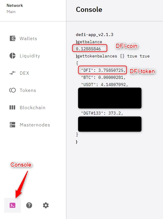 checking DFI-coins vs. DFI-token