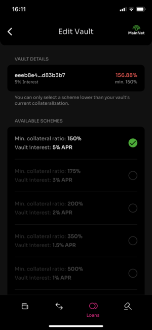 Vault - edit loan scheme